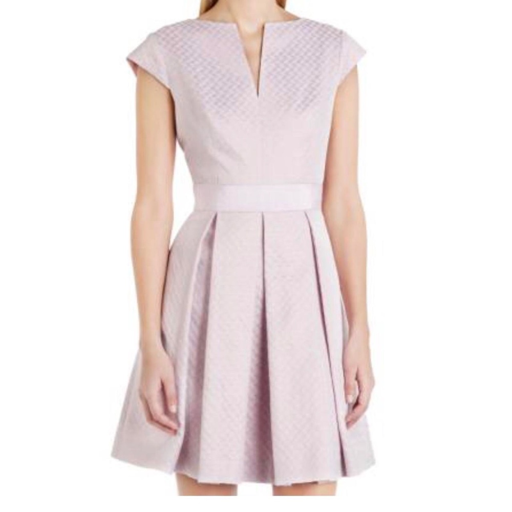 Ted Baker Denai Light Pink Jacquard Fit and Flare Dress US Size 10, UK size 4